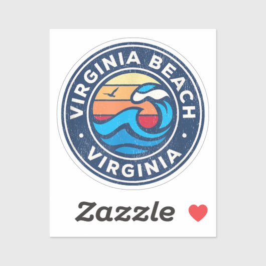 Virginia Beach Virginia VA Nautical Waves Sticker (Vel)