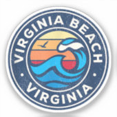 Virginia Beach Virginia VA Nautical Waves Sticker (Voorkant)