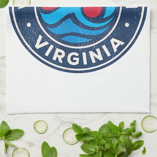 Virginia Beach Virginia VA Nautical Waves Theedoek (Gevouwen)