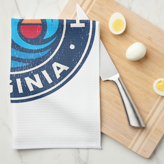 Virginia Beach Virginia VA Nautical Waves Theedoek (Quarter Fold)