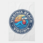 Virginia Beach Virginia VA Nautical Waves Theedoek (Verticaal)