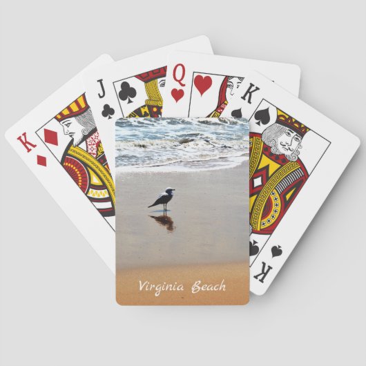 Virginia Beach - Zeemeeuw, zand en oceaan Pokerkaarten (Achterkant)