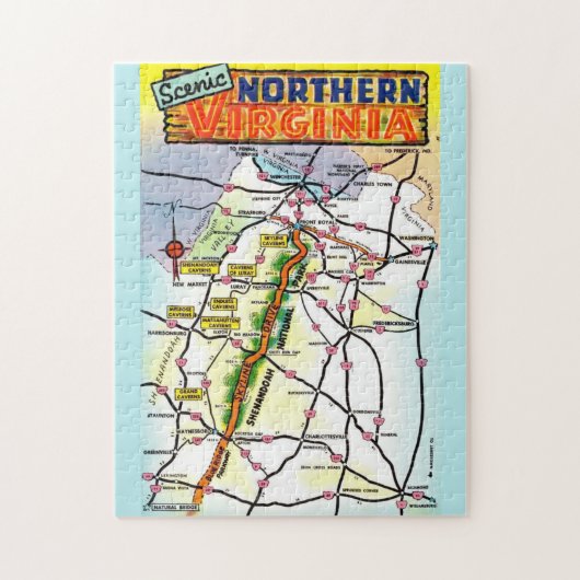 Virginia Briefkaart Kaart Legpuzzel (Verticaal)
