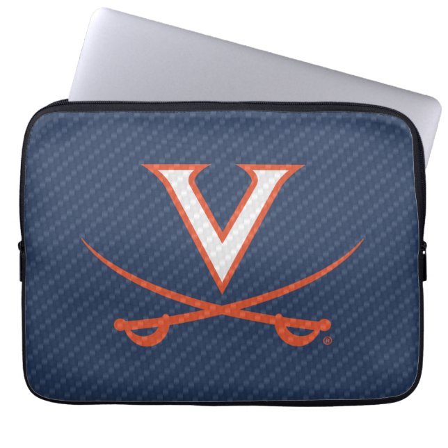 Virginia Cavaliers Carbon Fiber Laptop Sleeve (Voorkant)