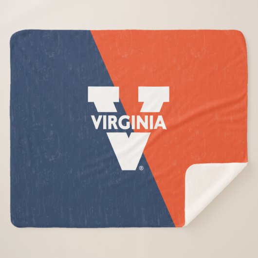 Virginia Cavaliers Color Block Distress Sherpa Deken (Voorkant (horizontaal))