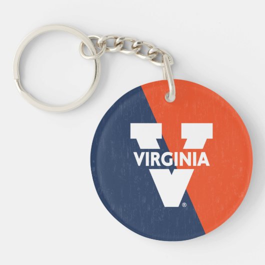 Virginia Cavaliers Color Block Distress Sleutelhanger (Voorkant)