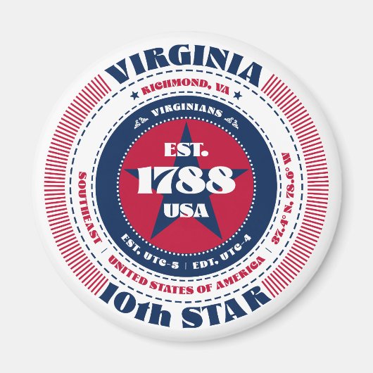 Virginia Circle Typographie Souvenir Magnet (Devant)