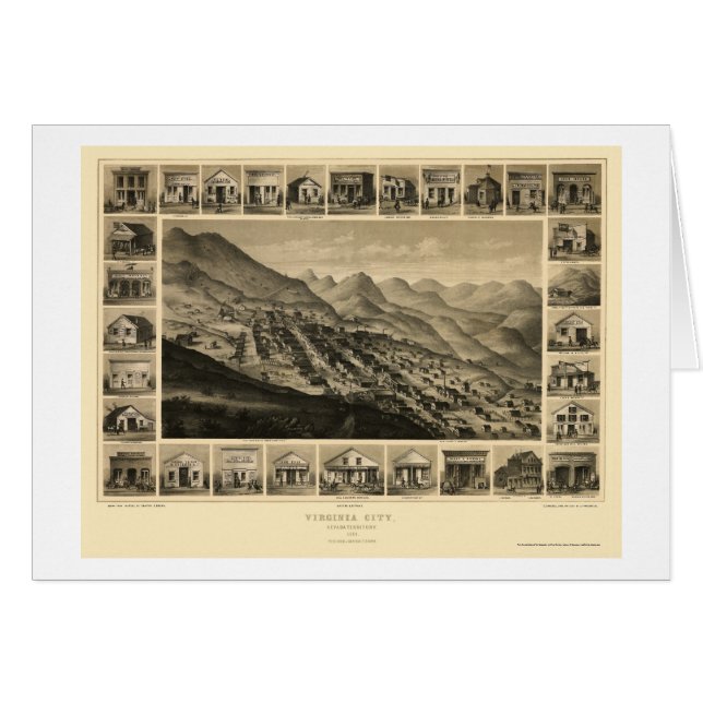 Virginia City, NV Panoramic Map - 1861 (Voorkant Horizontaal)