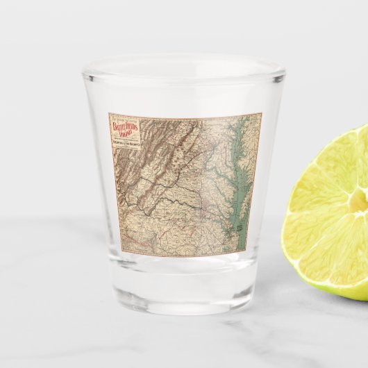  Virginia Civil War Battlefields Map, 1895 Shot Glas (Voorkant)