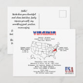 Virginia États américains sur une carte et des inf (Devant / Derrière)