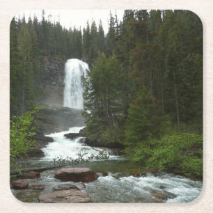 Virginia Falls in Glacier National Park Vierkante Kartonnen Onderzetter