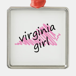 Virginia Girl met Scribble Virginia Map Metalen Ornament