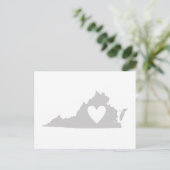 Virginia Gray State Map Shape met Heart Cutout Briefkaart (Staand voorkant)