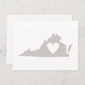 Virginia Gray State Map Shape met Heart Cutout Briefkaart (Voorkant / Achterkant)