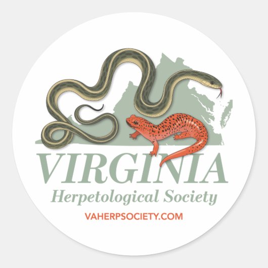 Virginia Herpetological Society Logo Ronde Sticker (Voorkant)
