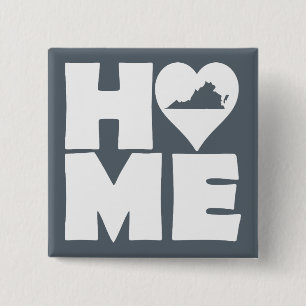 Virginia Home Heart State Knop Badge Speld Vierkante Button 5,1 Cm