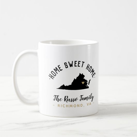 Virginia Home Sweet Home Famille Monogramme Mug (Gauche)