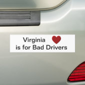 Virginia is voor Bad Drivers Bumpersticker (Op auto)