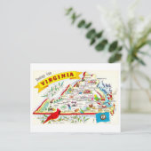  Virginia Kaart Reizen Briefkaart (Staand voorkant)