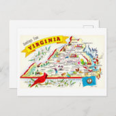  Virginia Kaart Reizen Briefkaart (Voorkant / Achterkant)