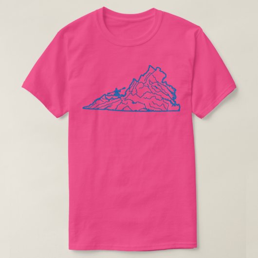 Virginia Kayak Blue Way State Outline River Map Ar T-shirt (Design voorkant)