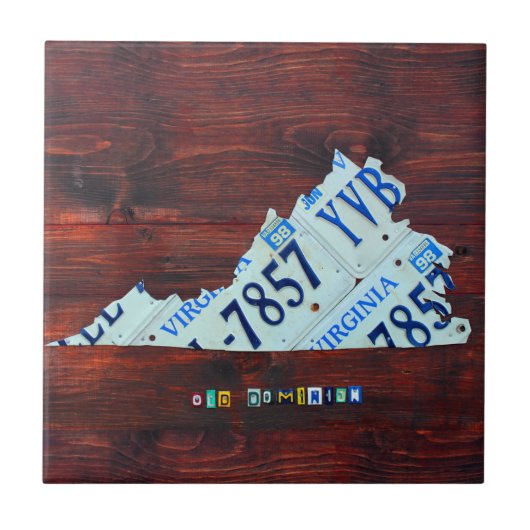Virginia License Bord Map Ceramic Tile Tegeltje (Voorkant)