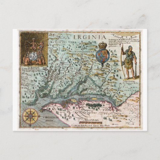 Virginia Map 1627 Briefkaart (Voorkant)