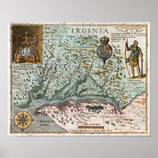 Virginia Map 1627 Poster (Voorkant)