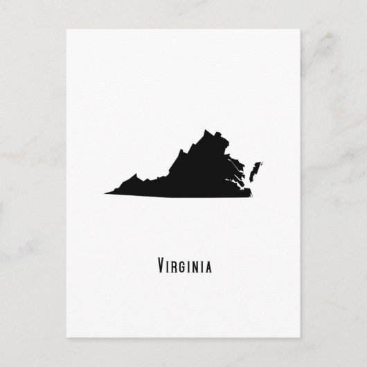Virginia Map - Black and White Modern Virginia Map Briefkaart (Voorkant)