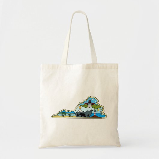 Virginia Map Chesapeake Charlottesville Lynchburg Tote Bag (Voorkant)