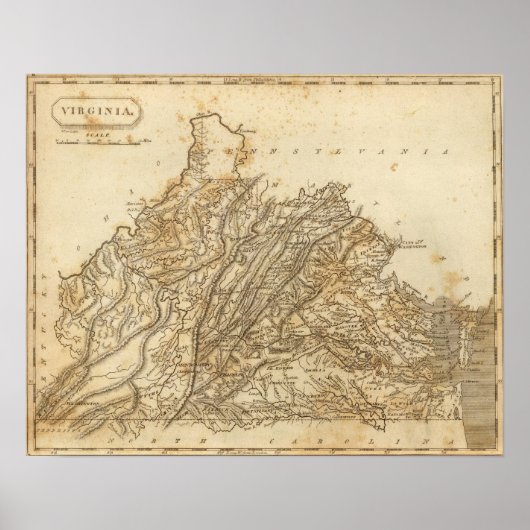 Virginia Map door Arrowsmith Poster (Voorkant)