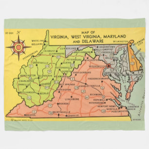 Virginia Maryland Staten Throwdeken Fleece Deken
