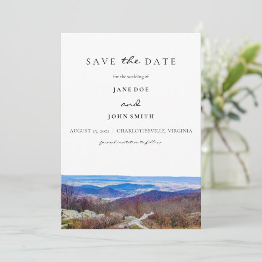 Virginia Mountains redden de datum Save The Date (Staand voorkant)