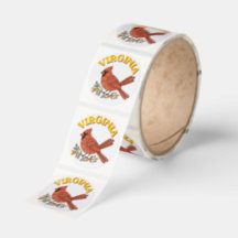 Virginia Northern Cardinal Folk Art Sticker