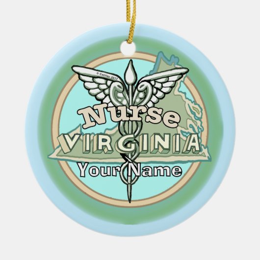 Virginia Nurse Caduceus Keramisch Ornament (Voorkant)