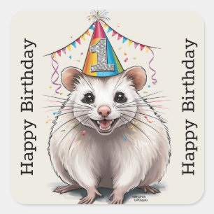 Virginia Opossum draagt pet Vierkante Sticker
