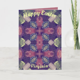 VIRGINIA ~ Paaskaartpatroon ~ Paars roze groen Feestdagen Kaart