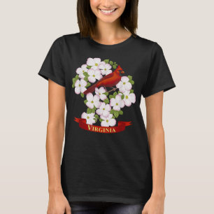 Virginia Red Cardinale State Bird & Pink Dogwood F T-shirt