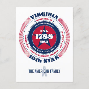 Virginia, Richmond, VA, Patriottisch, Monogram Briefkaart