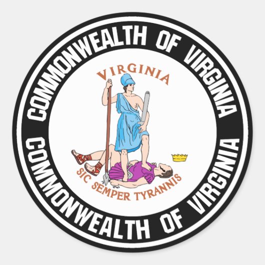 Virginia Round Emblem Ronde Sticker (Voorkant)