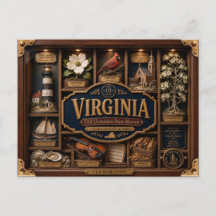 Virginia Shadow Box 3D Figuur Staat Briefkaart