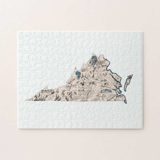 Virginia Shaped Virgian Afbeelding Map Legpuzzel (Horizontaal)
