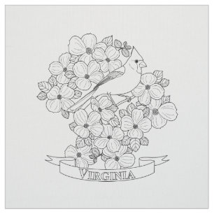 Virginia State Bird and Flower Coloring Page Stof