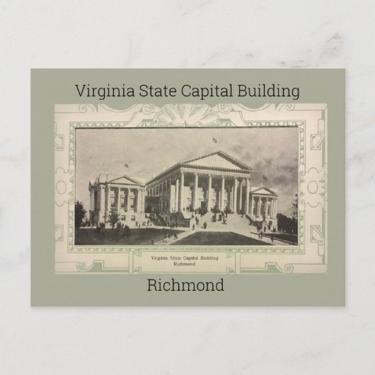 Virginia State Capital Building Briefkaart (1908) (Voorkant)