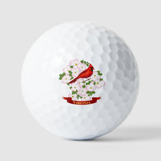 Virginia State Cardinaal Bird and Dogwood Flower G Golfballen (Voorkant)