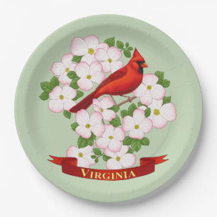 Virginia State Cardinaal Bird and Dogwood Flower Papieren Bordje