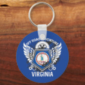 Virginia State Flag Off Road Adventure 4x4 Sleutelhanger (Voorkant)