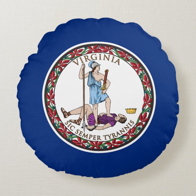 Virginia State Flag Rond Kussen (Voorkant)