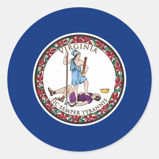 Virginia State Flag Ronde Sticker (Voorkant)