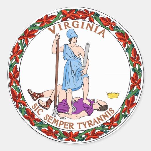 Virginia State Flag Ronde Sticker (Voorkant)